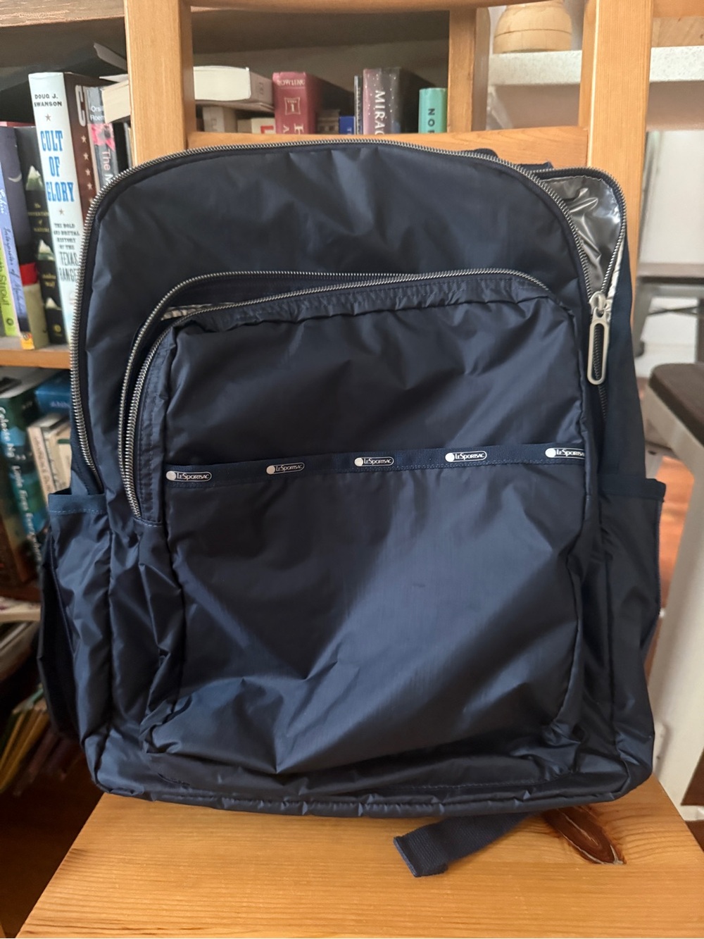 Lesportsac Navy Nylon Zip-Top Backpack